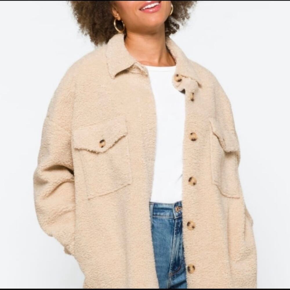 JOIE Pale Yellow Teddy Oversized Shacket NWT in Size Small